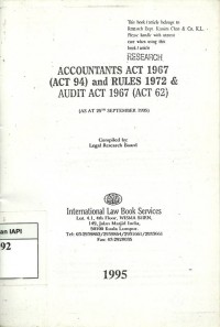 Accountants act 1967 (act 94) and rules 1972 & audit act 1967 (act 62)